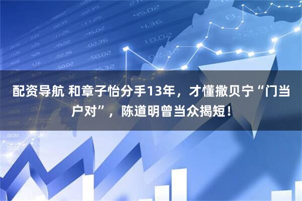 配资导航 和章子怡分手13年，才懂撒贝宁“门当户对”，陈道明曾当众揭短！
